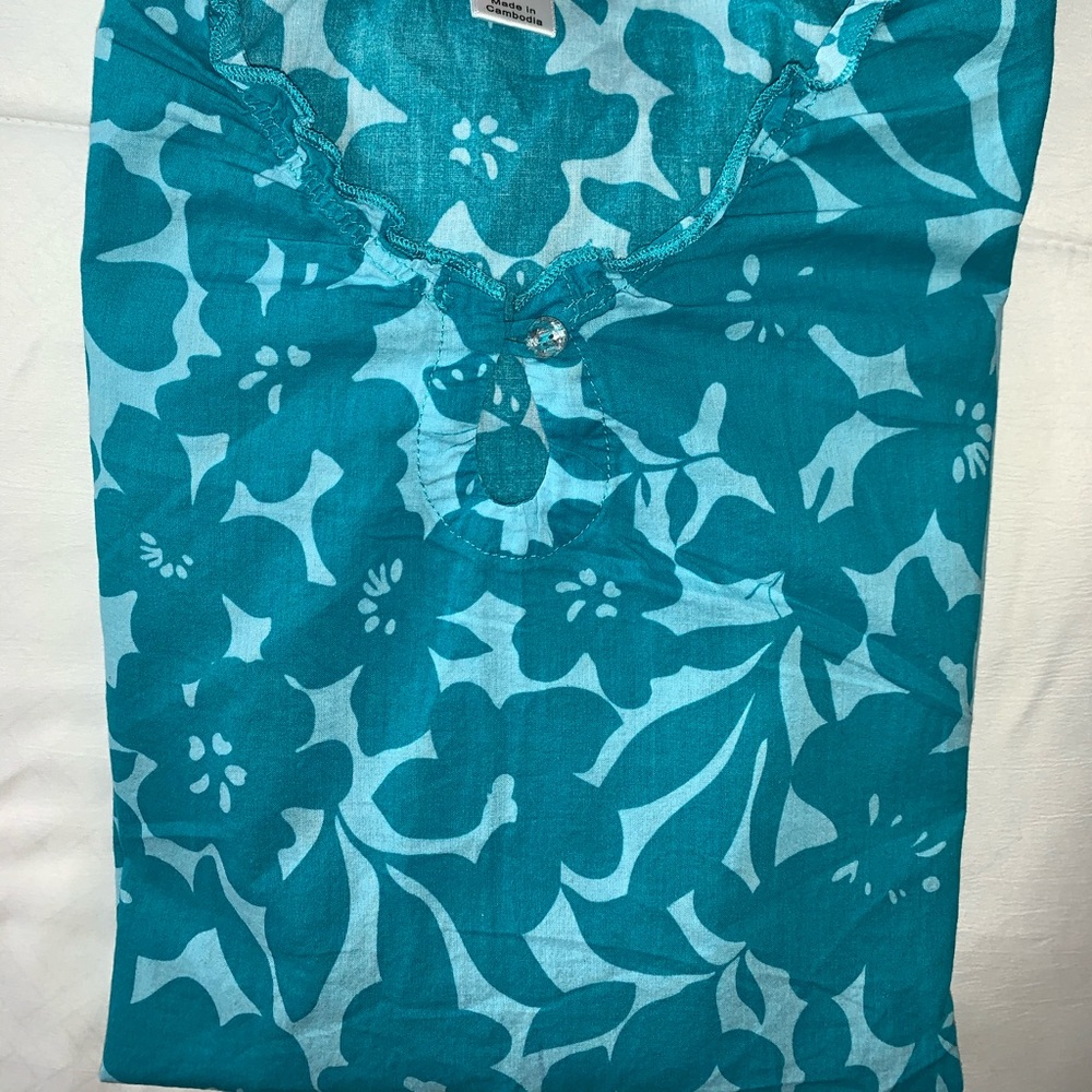 2-Pocket Front-Tie Printed Bridgette Scrub Top